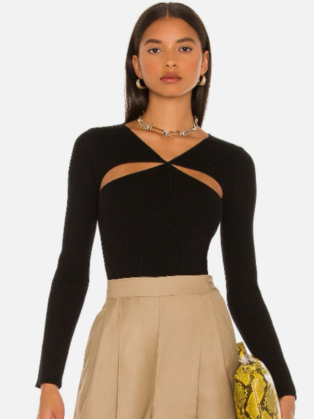 Line and Dot Halo Cut Out Sweater Top Black Size Small New